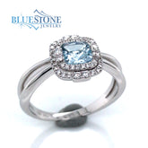 14kt White Gold Ring with Aquamarine and Diamonds